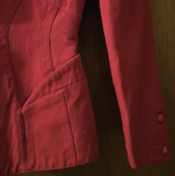 Vintage Thierry Mugler Red Wool Hourglass Blazer Jacket - Picture 4 of 16